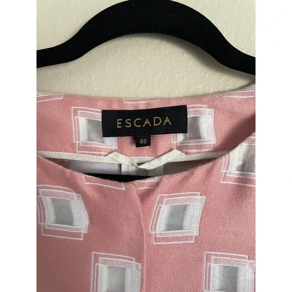 Escada Bethel Rosehip Pink Geometric Wool Silk Blend Jacket Blazer 46 Artsy Work - Picture 2 of 9